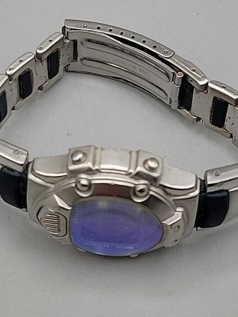 VTG Aqua Digital Men's Watch 38mm Silver Blue Oval Chrono Multi-Sport 7.75